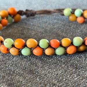 Teal/Orange Beaded Bracelet